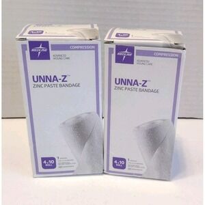 Lot of 2 - Medline Unna-Z  Zinc Paste Bandage‎ 4"x 10 Yd Roll Compression